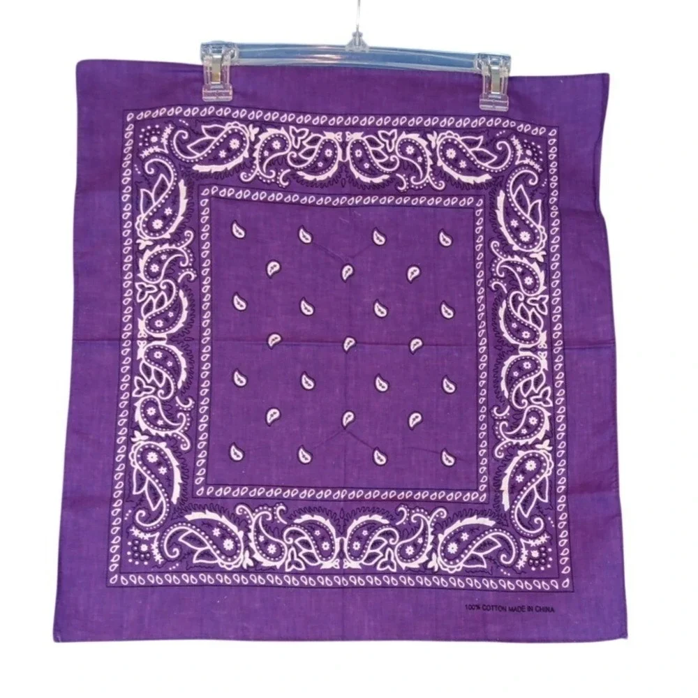 Purple Paisley Bandana 100% Cotton Classic Western Biker Headwrap Neckerchief